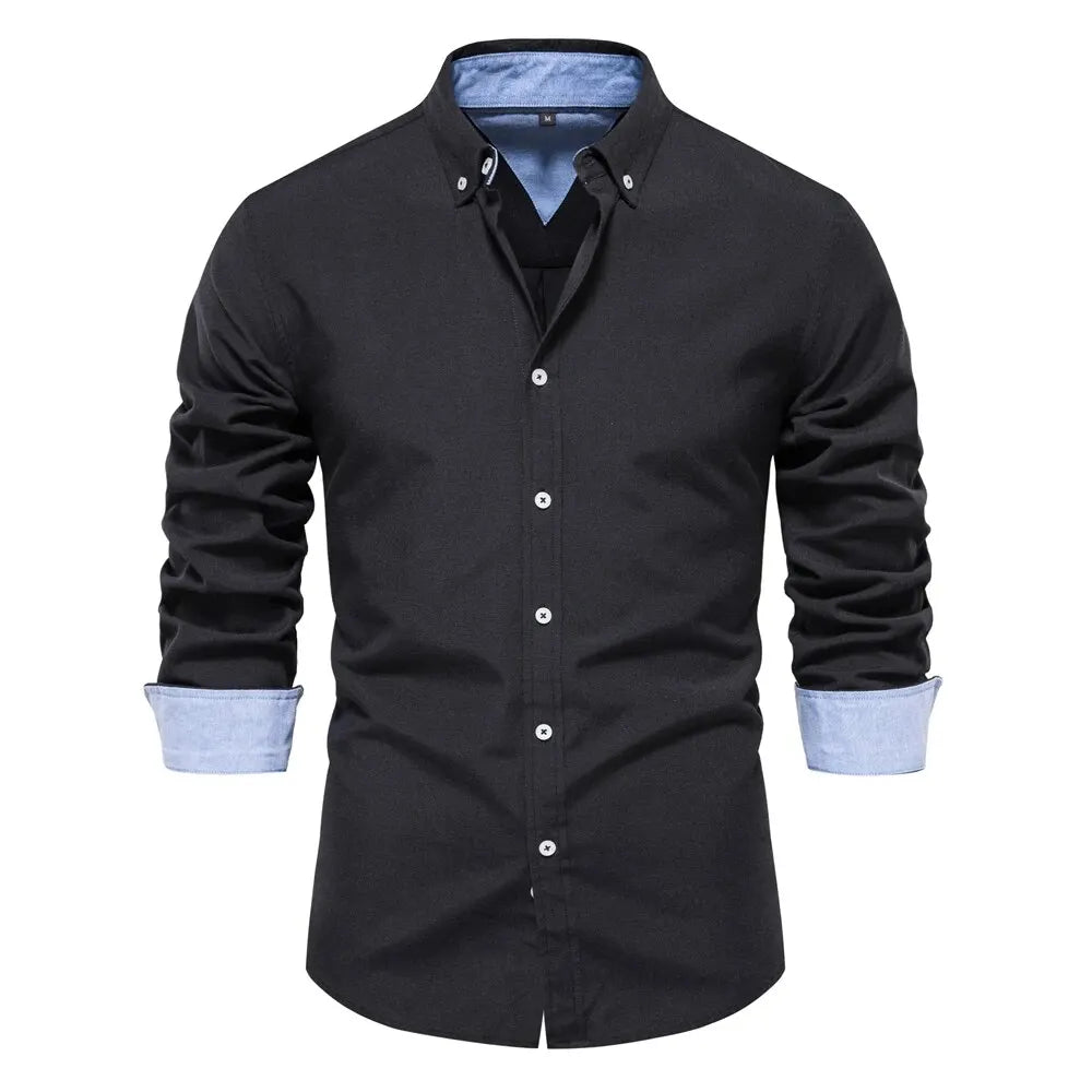 AIOPESON Men's Long Sleeve Cotton Blend Oxford Button Down Casual Shirt