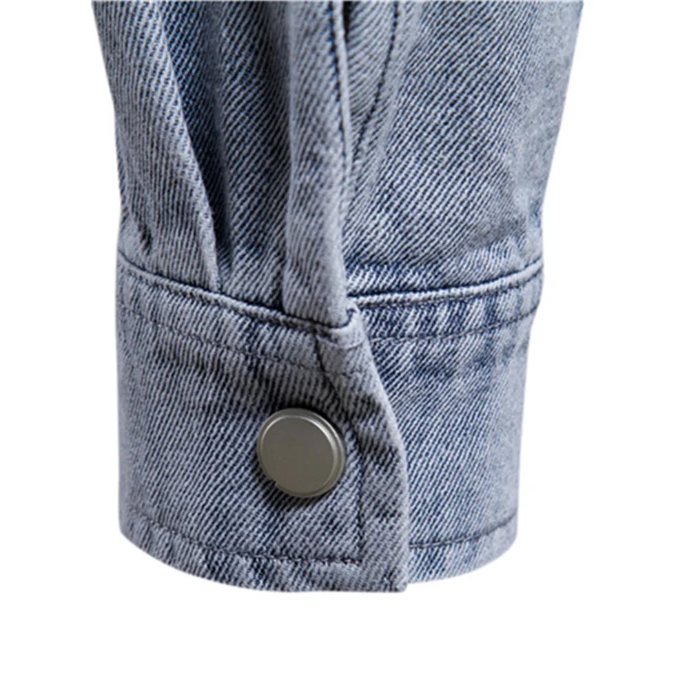 AIOPESON Men's Premium Cotton Denim Shirt - Solid Color Long Sleeve