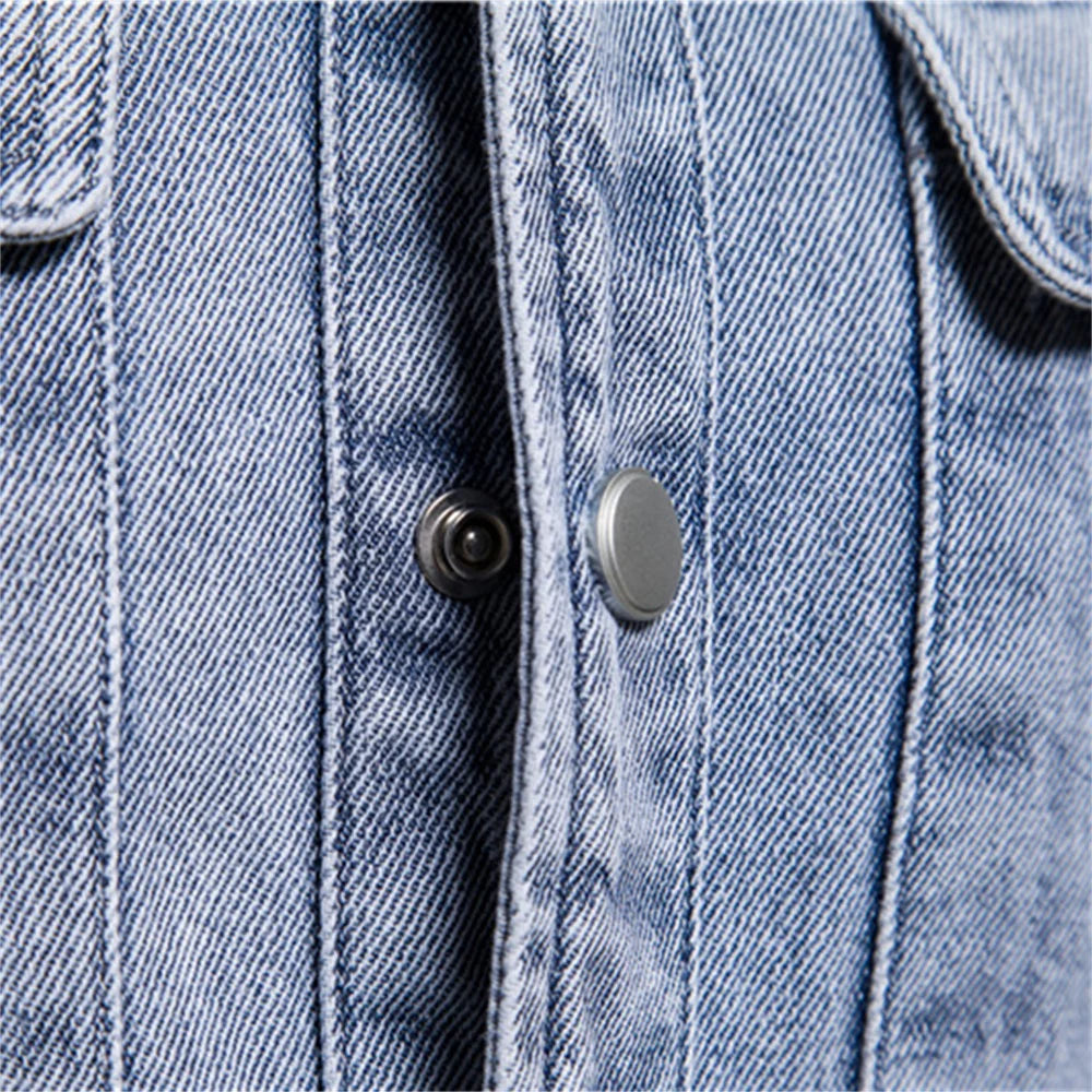 AIOPESON Men's Premium Cotton Denim Shirt - Solid Color Long Sleeve
