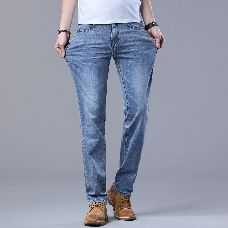 Men's Slim Fit Light Blue Stretch Denim Jeans – Casual, Stylish, Comfortable Trousers