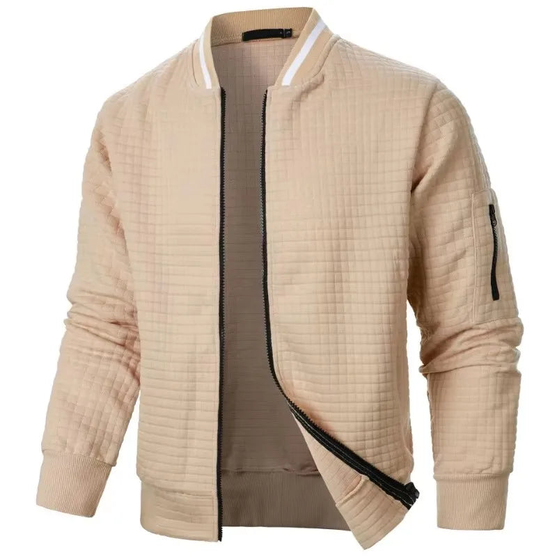 Men's Warm Zipper Jacket Coat - Stand-Up Collar Long Sleeve Casual Baseball Outerwear