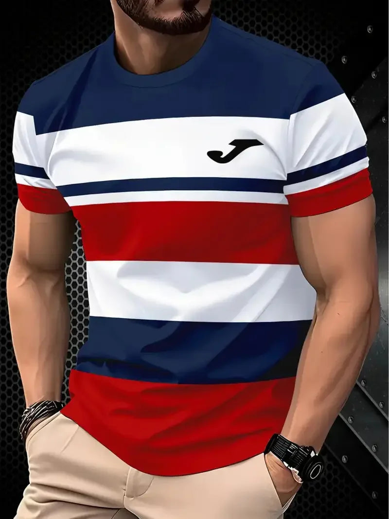 Dynamic Graphic Print Men's Casual T-Shirt: Comfy O-Neck Short Sleeve Top