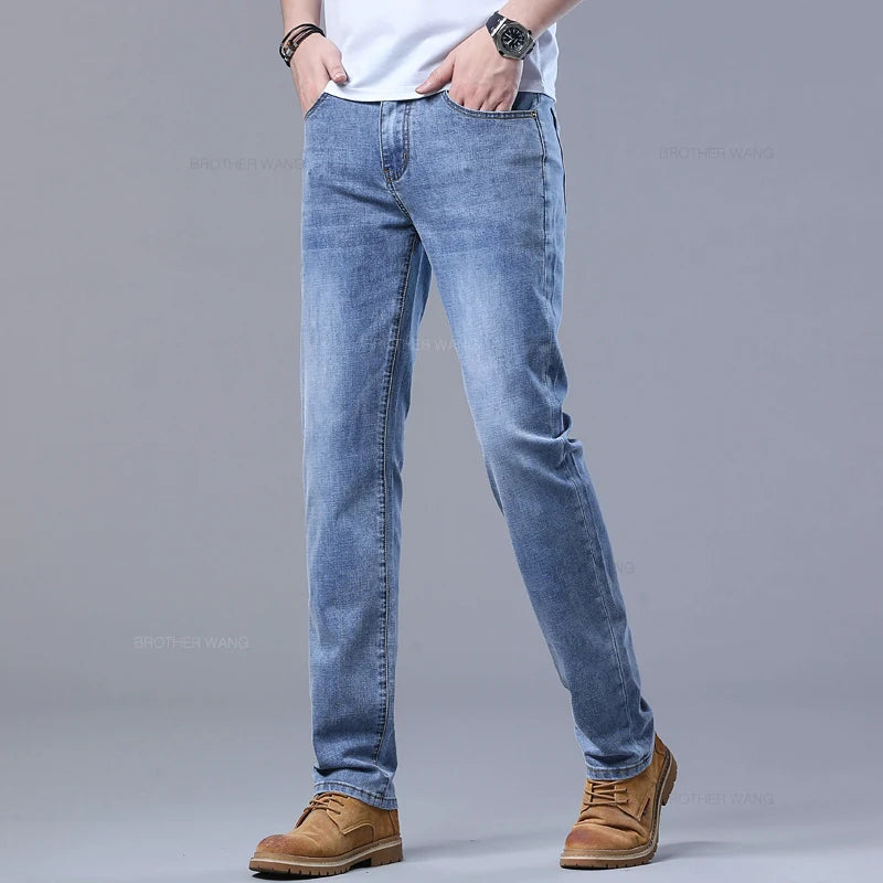 Men's Slim Fit Light Blue Stretch Denim Jeans – Casual, Stylish, Comfortable Trousers
