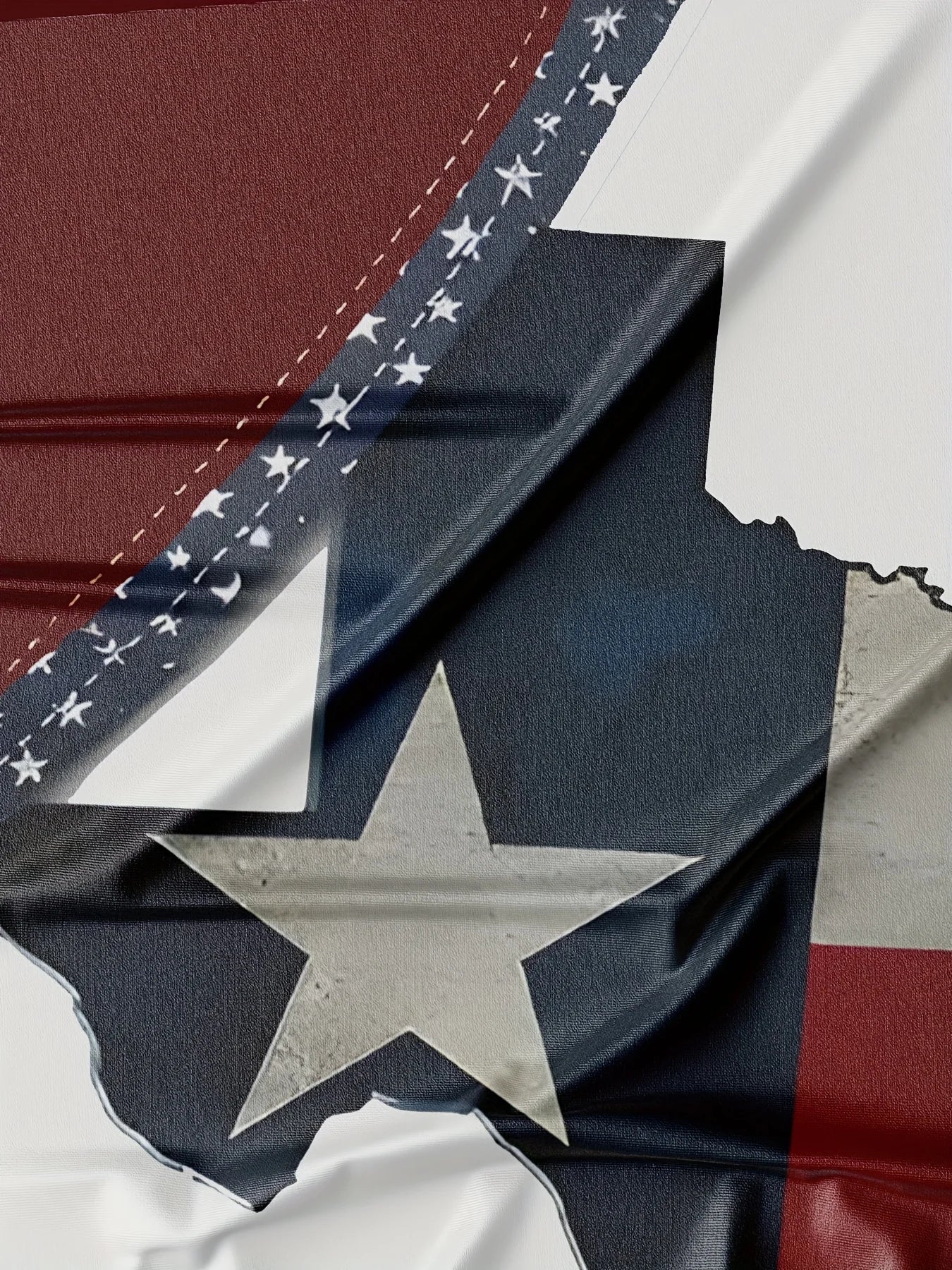 Patriotic Men's Texas Flag Print T-Shirt - Comfortable Polyester Knit Crew Neck