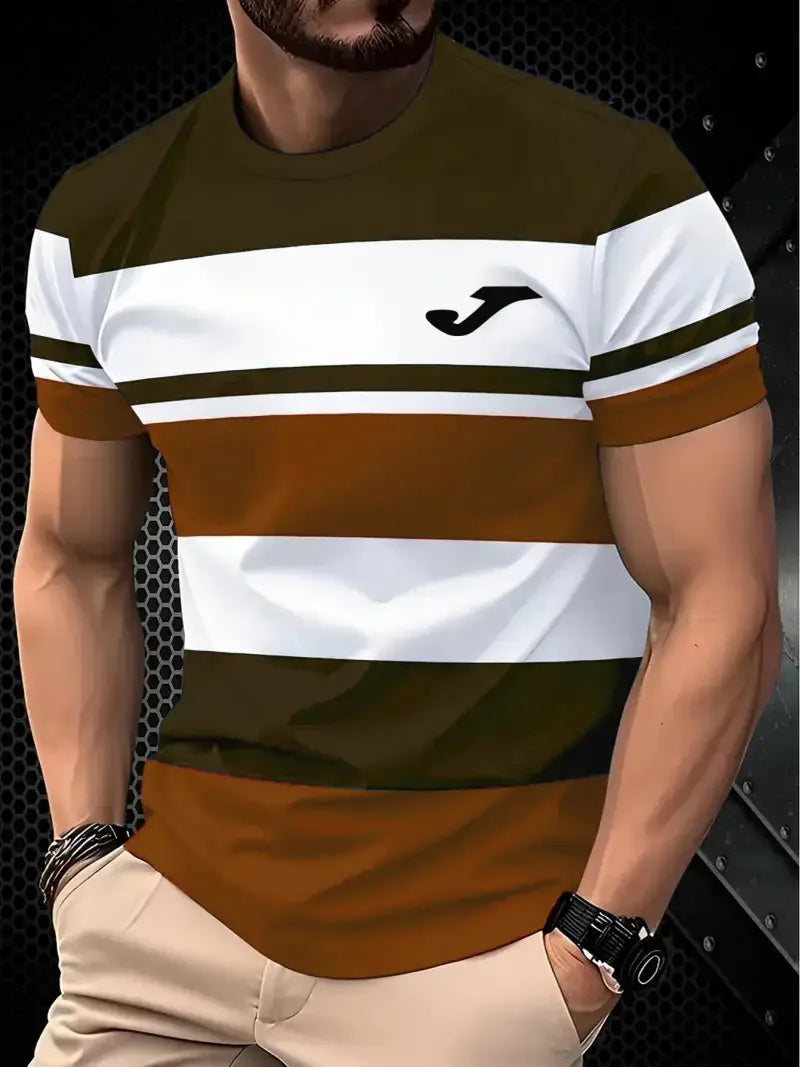 Dynamic Graphic Print Men's Casual T-Shirt: Comfy O-Neck Short Sleeve Top