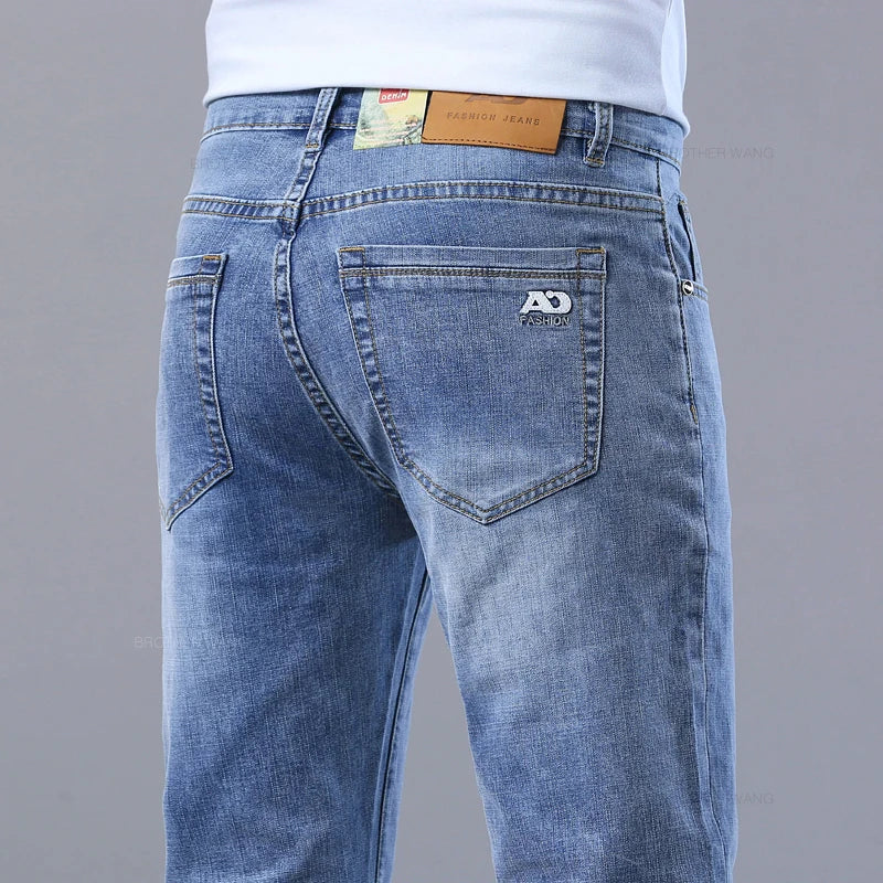 Men's Slim Fit Light Blue Stretch Denim Jeans – Casual, Stylish, Comfortable Trousers