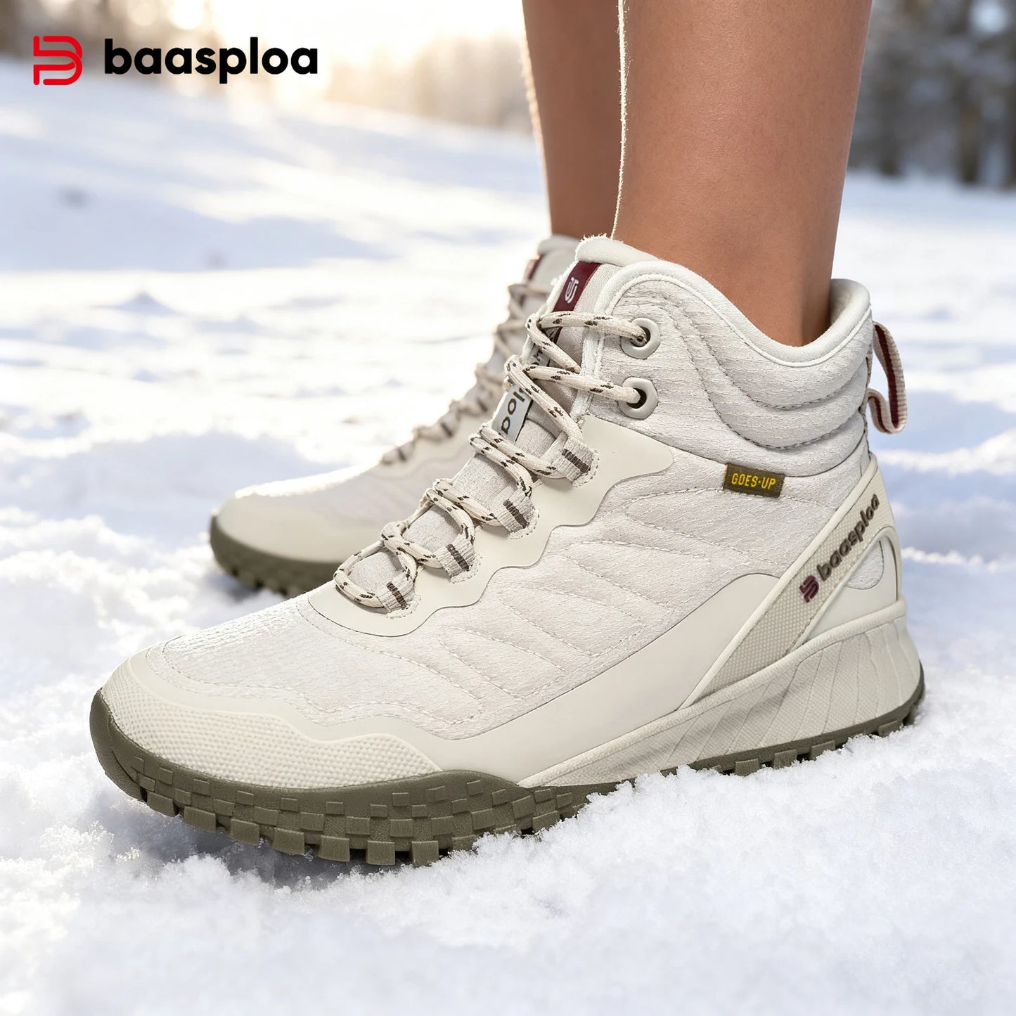 Baasploa Womens Plush Warm Waterproof Winter Snow Walking Boots