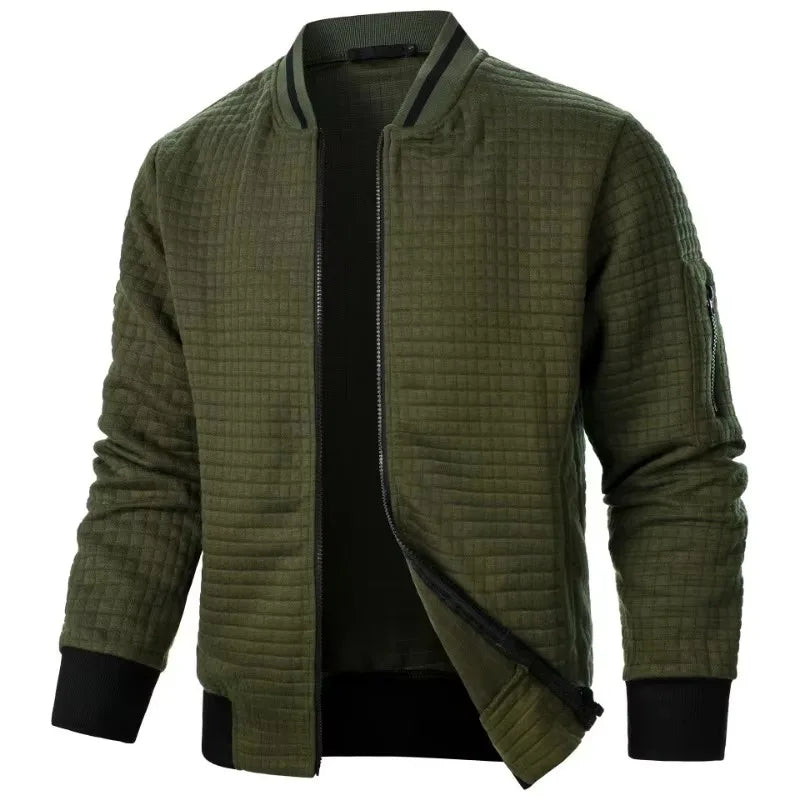 Men's Warm Zipper Jacket Coat - Stand-Up Collar Long Sleeve Casual Baseball Outerwear