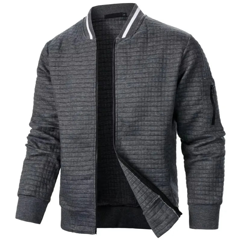 Men's Warm Zipper Jacket Coat - Stand-Up Collar Long Sleeve Casual Baseball Outerwear