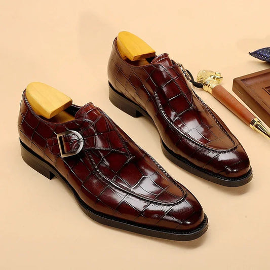 Stylish Men's Retro Slip-On PU Leather Business Casual Dress Loafers Shoes