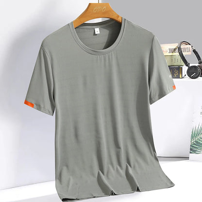Men's Silk Ice Quick Dry Breathable Round Collar Fitness Running T-Shirt