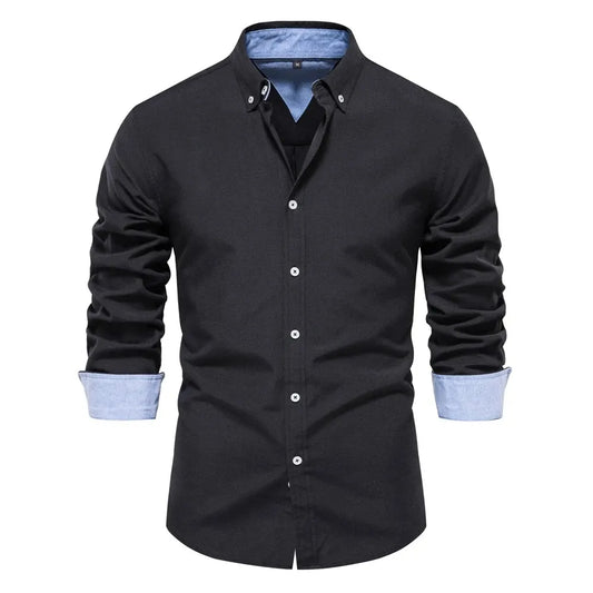 AIOPESON Men's Long Sleeve Cotton Blend Oxford Button Down Casual Shirt