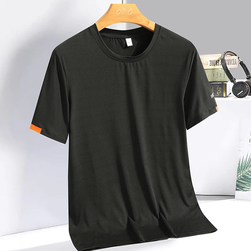 Men's Silk Ice Quick Dry Breathable Round Collar Fitness Running T-Shirt