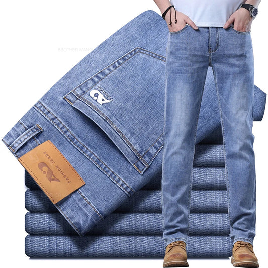 Men's Slim Fit Light Blue Stretch Denim Jeans – Casual, Stylish, Comfortable Trousers