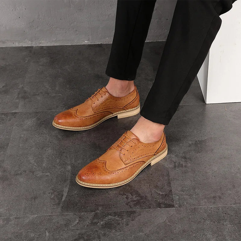Men's Breathable Leather Oxford Dress Shoes for Business & Wedding