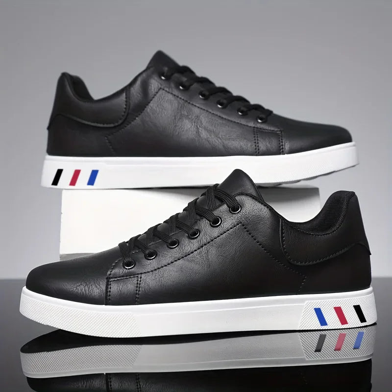 Premium Leather Men's Casual Sneakers: Comfortable, Breathable, Lace-Up Designer Running Shoes