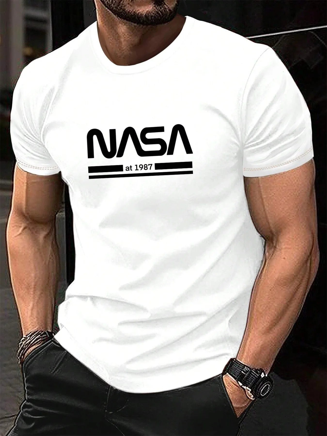Men's Cool Cotton Loose Fit Letter Print Short Sleeve Casual Tee