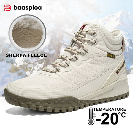 Baasploa Womens Plush Warm Waterproof Winter Snow Walking Boots