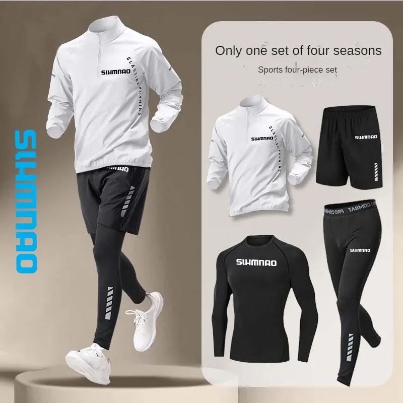 Men's Ice Silk Quick-Dry 4-Piece Sportswear Set for Running Cycling Fitness