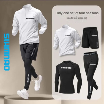 Men's Ice Silk Quick-Dry 4-Piece Sportswear Set for Running Cycling Fitness