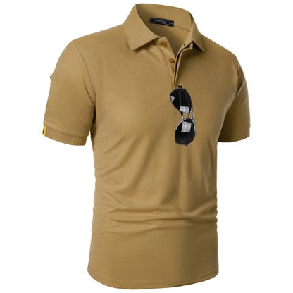 Men's Breathable Moisture-Wicking Performance Polo Shirt Short Sleeve Button Casual Top