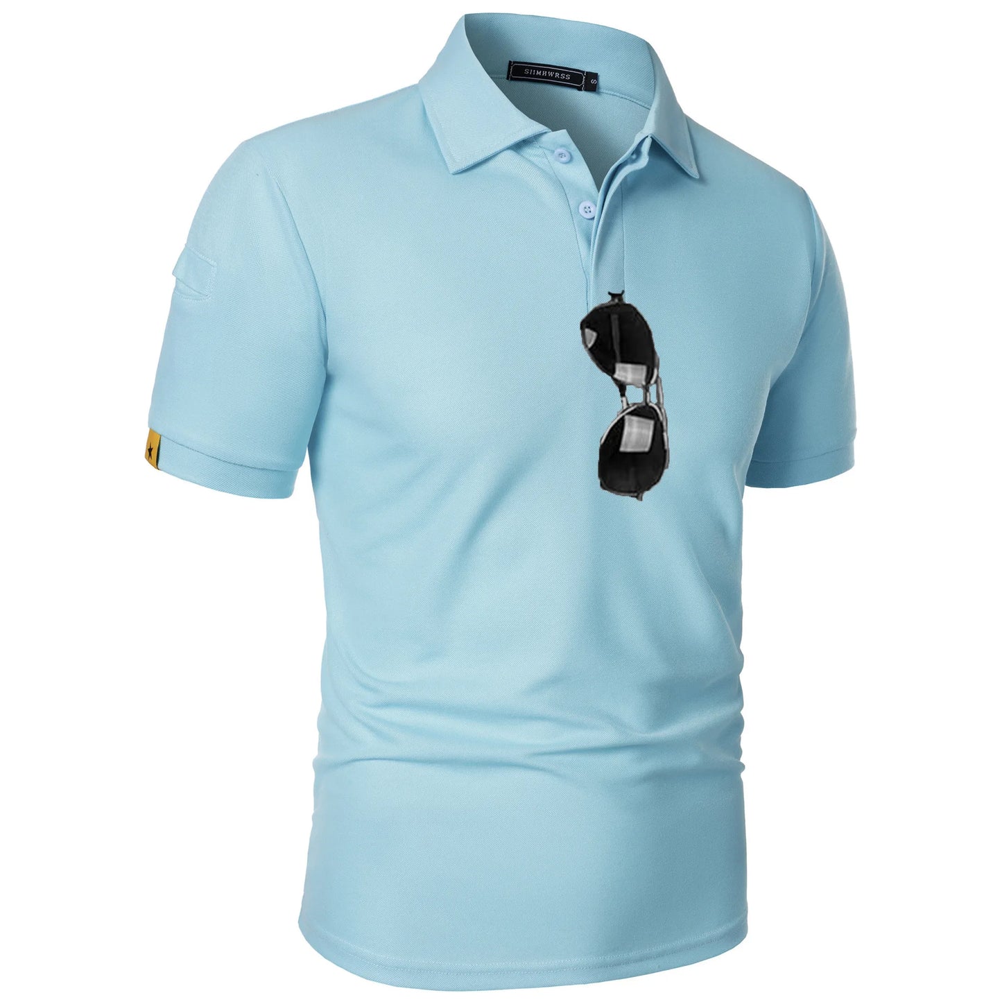 Men's Breathable Moisture-Wicking Performance Polo Shirt Short Sleeve Button Casual Top