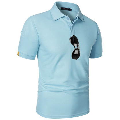 Men's Breathable Moisture-Wicking Performance Polo Shirt Short Sleeve Button Casual Top