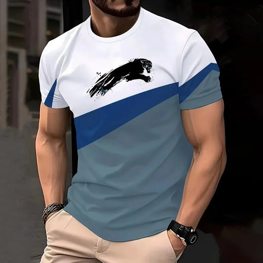 Dynamic Graphic Print Men's Casual T-Shirt: Comfy O-Neck Short Sleeve Top
