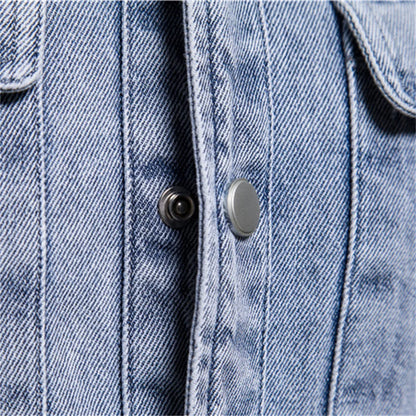 AIOPESON Men's Premium Cotton Denim Shirt - Solid Color Long Sleeve