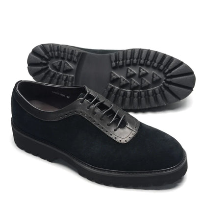 Men's Premium Cow Suede Genuine Leather Platform Oxfords - Lightweight, Stylish, Elevated