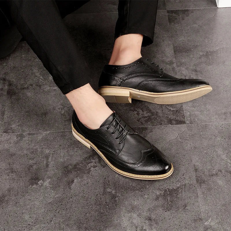 Men's Breathable Leather Oxford Dress Shoes for Business & Wedding