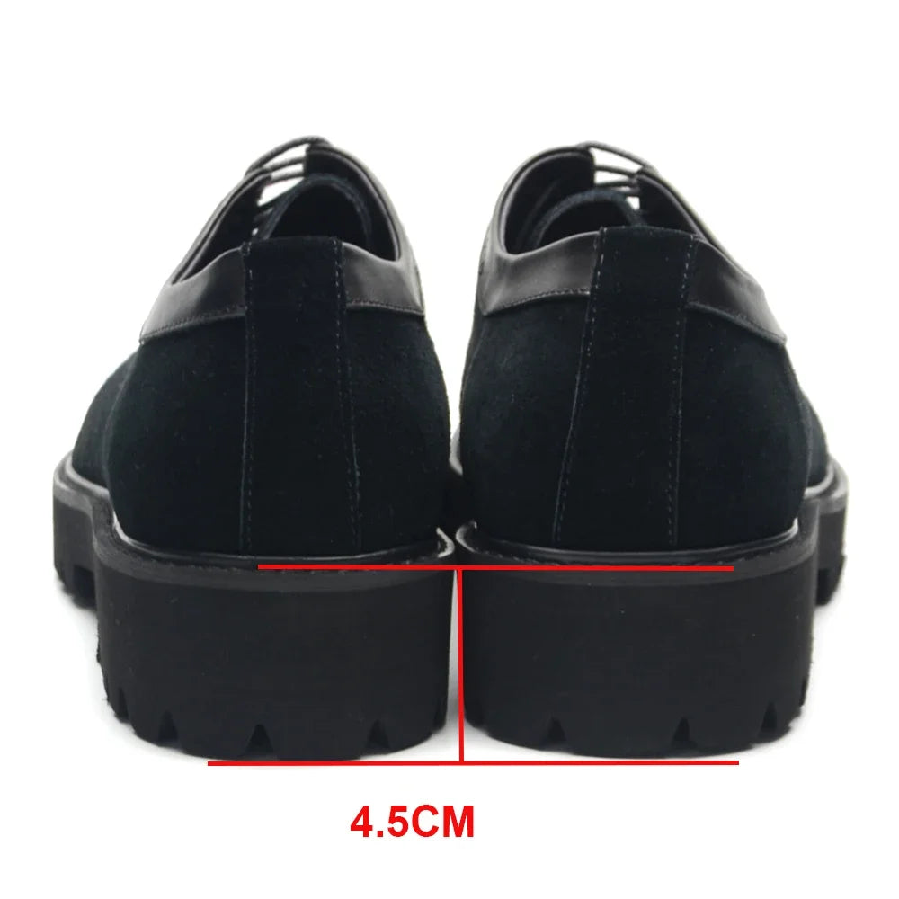 Men's Premium Cow Suede Genuine Leather Platform Oxfords - Lightweight, Stylish, Elevated