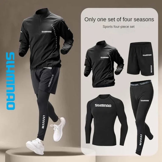 Men's Ice Silk Quick-Dry 4-Piece Sportswear Set for Running Cycling Fitness
