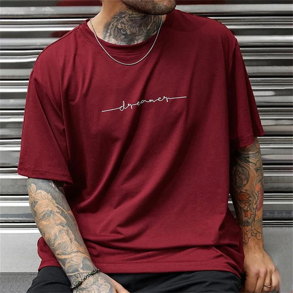 Trendy Printed Men's Oversized Round Neck Short Sleeve Summer Streetwear T-Shirt