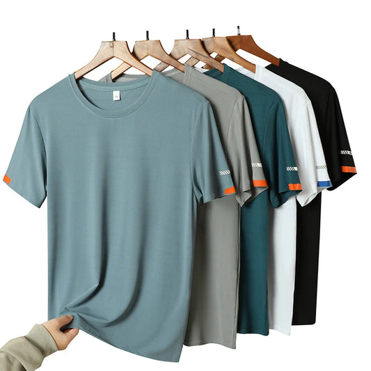 Men's Silk Ice Quick Dry Breathable Round Collar Fitness Running T-Shirt
