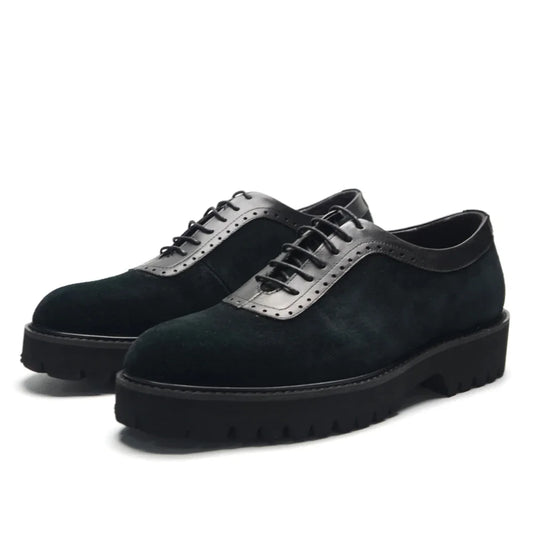 Men's Premium Cow Suede Genuine Leather Platform Oxfords - Lightweight, Stylish, Elevated