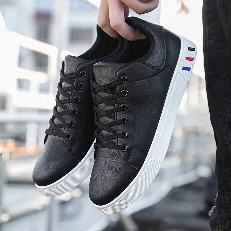Premium Leather Men's Casual Sneakers: Comfortable, Breathable, Lace-Up Designer Running Shoes