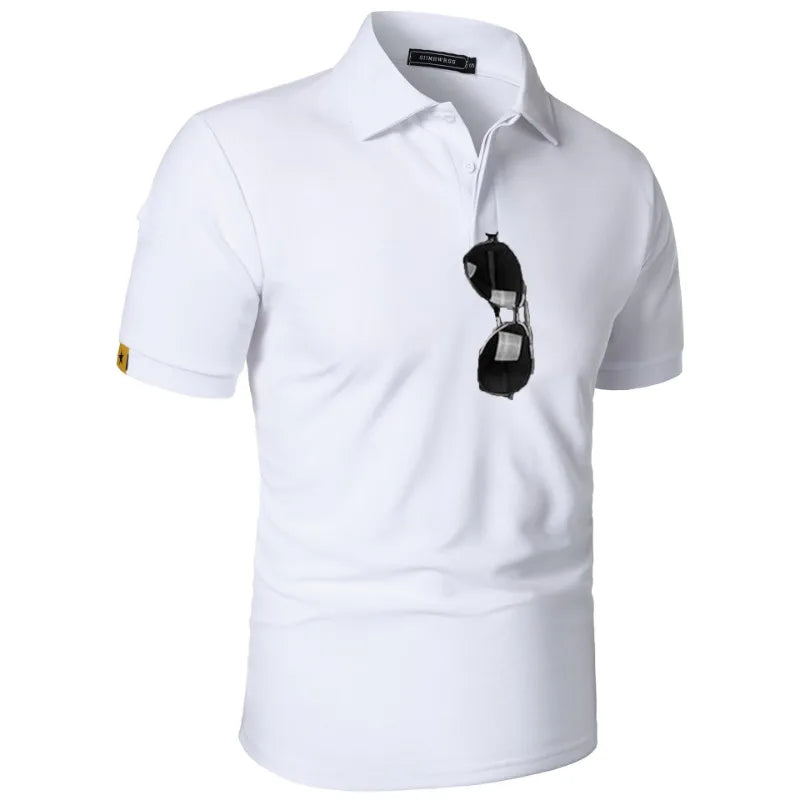 Men's Breathable Moisture-Wicking Performance Polo Shirt Short Sleeve Button Casual Top