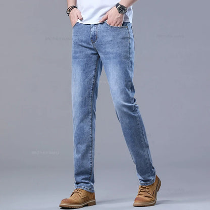 Men's Slim Fit Light Blue Stretch Denim Jeans – Casual, Stylish, Comfortable Trousers
