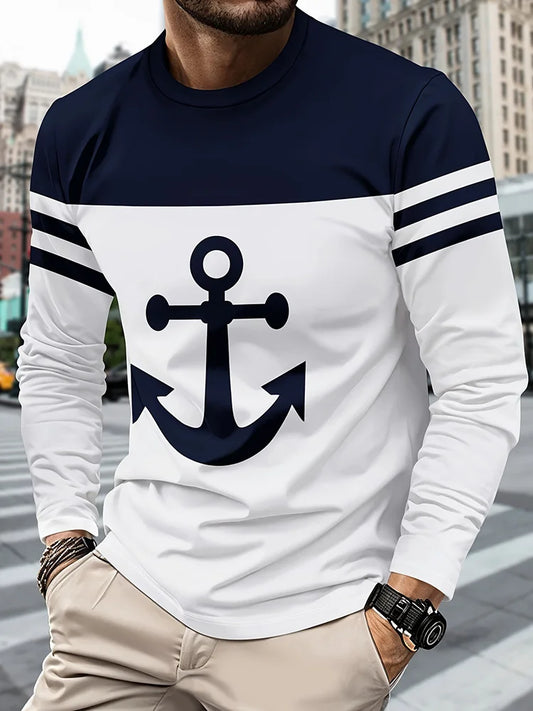Funny Anchor Paris 3D Print Long Sleeve T-Shirt Streetwear Unisex Oversized