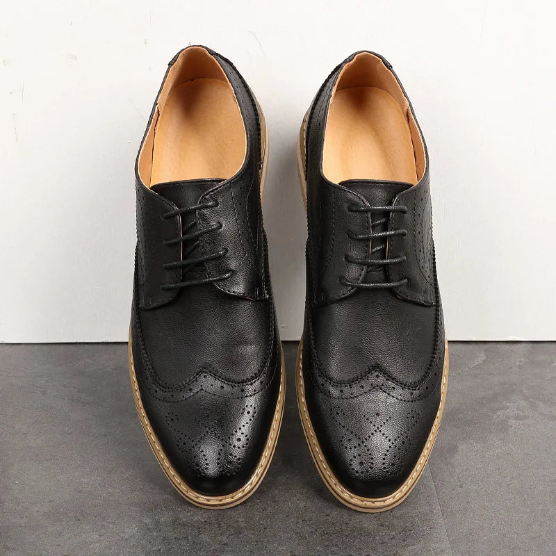Men's Breathable Leather Oxford Dress Shoes for Business & Wedding