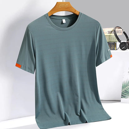 Men's Silk Ice Quick Dry Breathable Round Collar Fitness Running T-Shirt