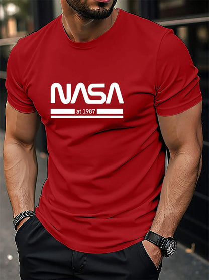 Men's Cool Cotton Loose Fit Letter Print Short Sleeve Casual Tee