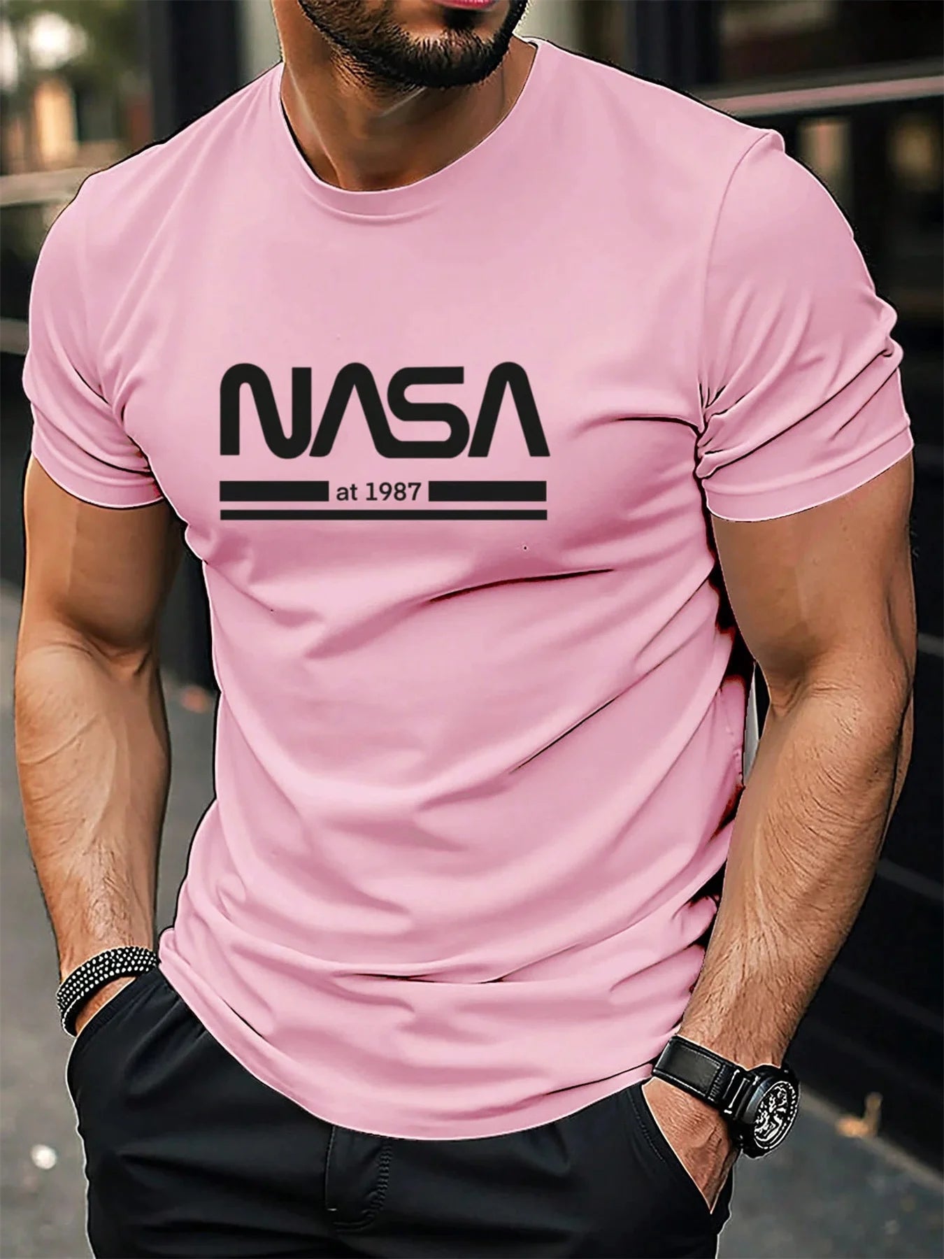 Men's Cool Cotton Loose Fit Letter Print Short Sleeve Casual Tee