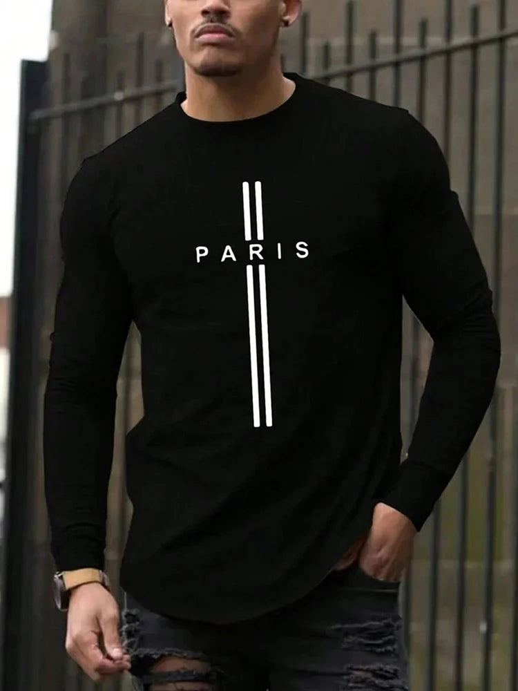 Funny Anchor Paris 3D Print Long Sleeve T-Shirt Streetwear Unisex Oversized